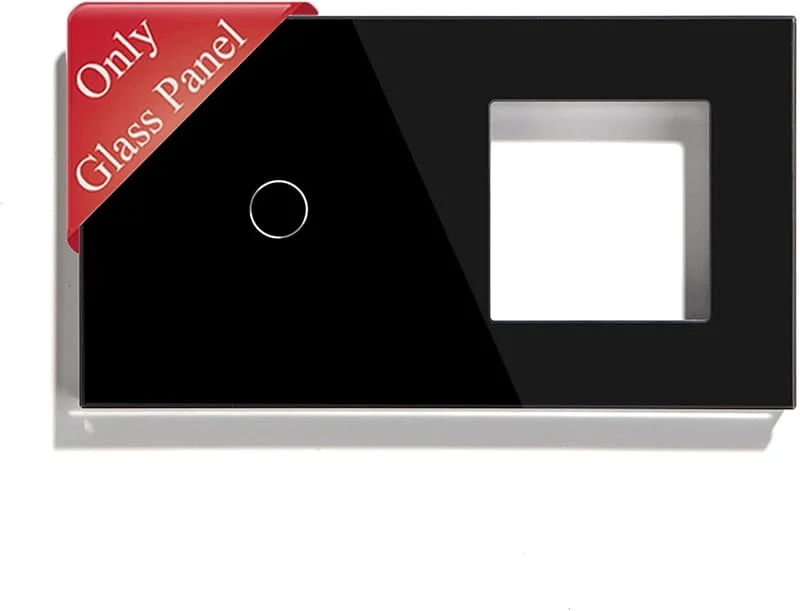 BSEED DIY 157 x 86 mm glasskiva med 50 mm ramkombination f¨ ljusströmbrytare och uttag 1 fack svart — Smarta hem