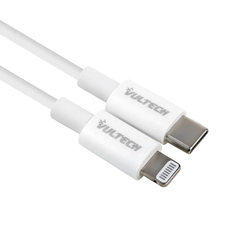 VulTech SM-T71WH USB-C till Lightning-kabel, MFI, snabb laddning PD 3A och QC 3.0, dataöverföring 480 Mbps, TPE vit 1 m, för iPhone X, XS, XR, 11, 12, 13, 14 Pro Max och iPad — Mobil och surfplatta