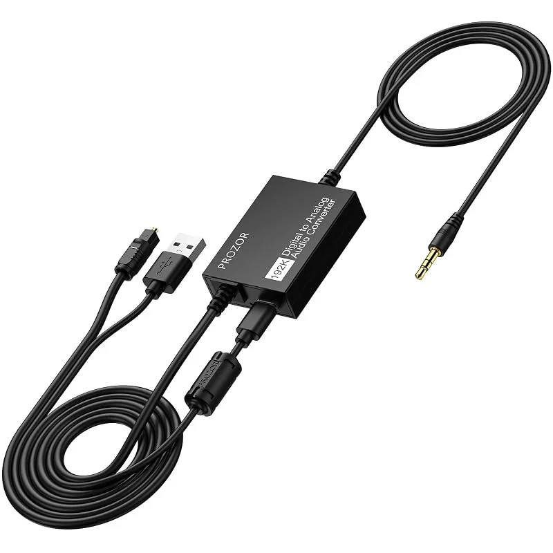 PROZOR Optisk till 3, 5 mm omvandlare 192 kHz DAC-omvandlare SPDIF Toslink optisk till 3, 5 mm omvandlare med volymjustering digital till analog ljudomvandlare för HDTV-set Top Box DVD-spelkonsoler — Hörlurar och ljud