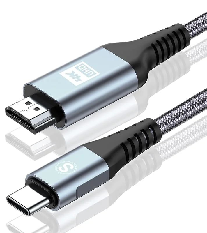 USB C till HDMI 4K 2M-Nylon braided wire body, Kompatibel med 4K-TV-apparater, projektorer, spelkonsoler (Xbox, Playstation), Apple TV, Pixelbook, Surface Pro, iPad Pro, XPS, Galaxy S23 och mer. — Mobil och surfplatta
