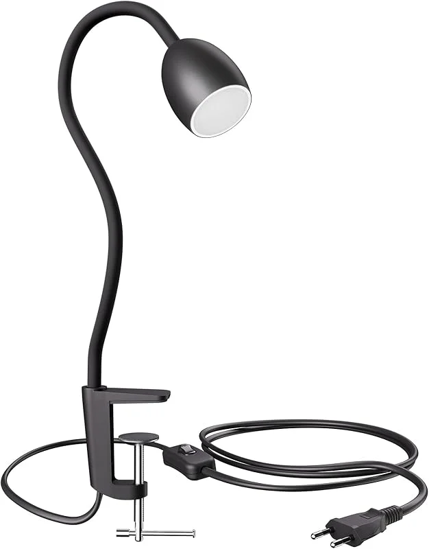 ledscom.de GU10 klämlampa KLUK med svanhals, svart inkl. GU10, varmvitt, 4.914W, 450lm — Hushållselektronik