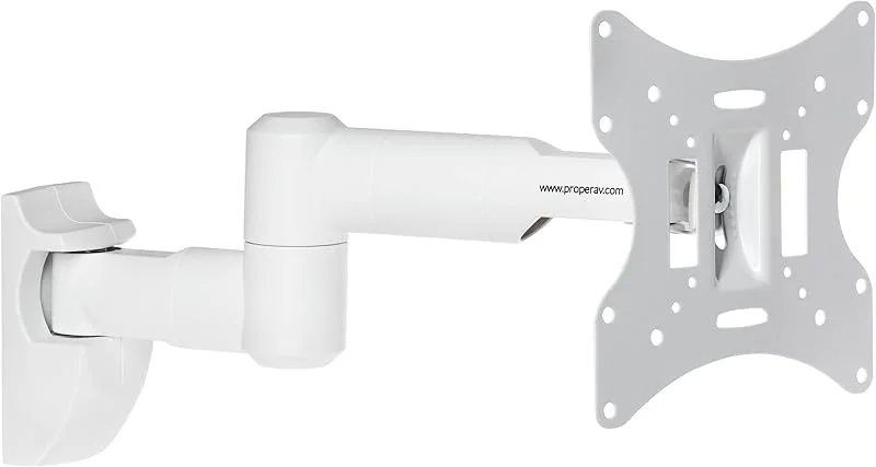 ProperAV Dubbel svängarm TV-väggfäste 23 tum, 61 cm, 28 tum, 28 tum, 32 tum, 37 tum, 40, 42, 43 tum, 46 tum, 46 tum, lutning, 20° VESA Max, 200 x 200, vit — TV och streaming