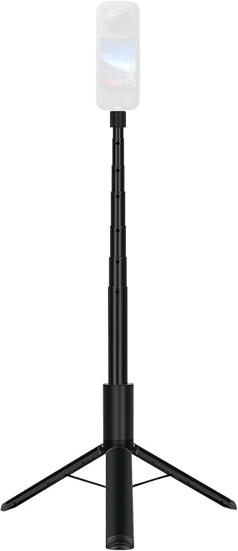 122 cm, 48 tum Selfie Stick stativ med utdragbar stång 2-i-1 kamerastativ och selfie-stick med adapter för GoPro Max Hero 12, 11, 10, 9, 8 Insta 360 X5, X4, X3, X2, ONE — Mobil och surfplatta