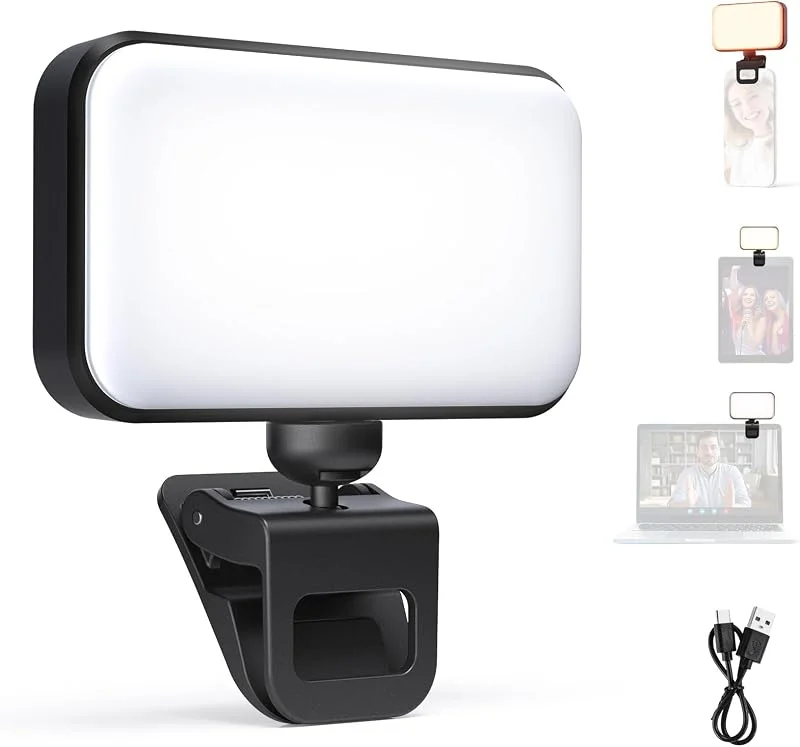 NEEWER LED-selfie-lampa för nybörjarnivå, 54 lysdioder, plastklämma på telefonfyllningsbelysning för iPhone, CRI88 650 mAh, bärbar för dator, bärbar dator, webbkamera, zoom videokonferens — Mobil och surfplatta