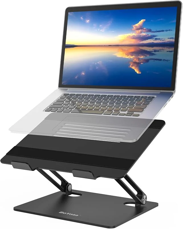 BoYata Laptopstativ, flervinklad laptop-höjare med värmeventil, justerbart laptop-stativ kompatibelt för bärbar dator (10–15 tum) inklusive MacBook Pro, Air, Lenovo, Samsung, HP (svart) — Datortillbehör