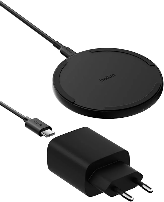 Belkin 15 W trådlös laddningskudde – Qi-laddare för Apple iPhone 16, iPhone 15, 14, 13, AirPods, Samsung Galaxy S25, Galaxy S24, Pixel – ingår strömförsörjning och kabel – svart — Mobil och surfplatta