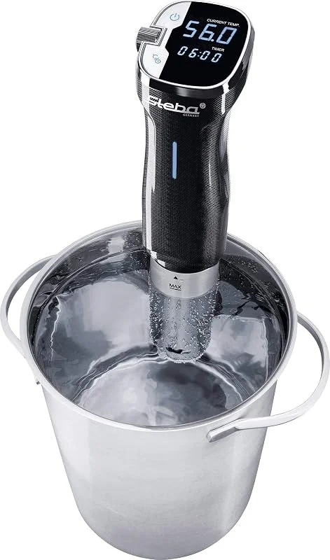 Steba Sous-Vide Garer, rostfritt stål hölje, vattentät enligt IPX 7, värmer 20 liter i ca 45 min till 56 °C, upplyst LCD-skärm, 800 watt, SV 50 — Kök & Hushåll