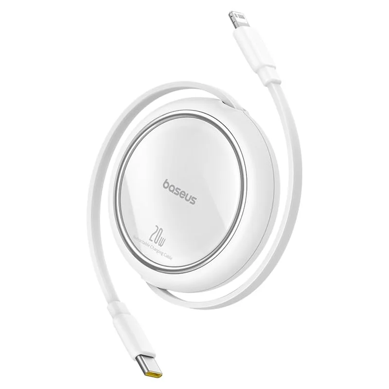 Baseus USB C till Lightning-kabel, utdragbar USB C till Lightning-snabbladdningskabel, 20 W, kompatibel med iPhone 14, 13, 13 Pro, 13 Pro Max, 12, 12 Pro, 11, XS MAX, 8 Plus, iPad Pro, vit — Mobil och surfplatta