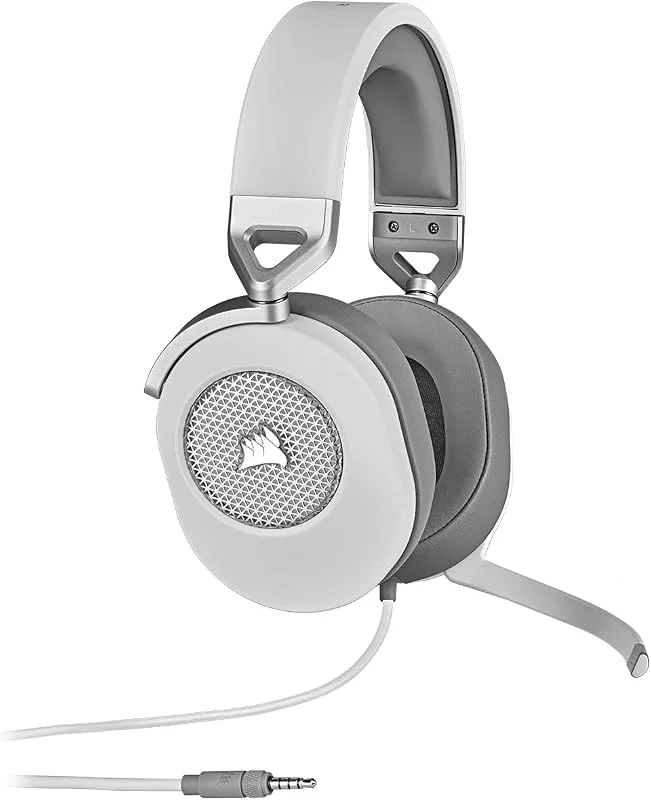 Corsair HS65 SURROUND-gamingheadset (Dolby Audio 7.1-surround-ljud på PC och Mac, SonarWorks SoundID-teknik, Rundupptagande mikrofon, Kompatibilitet med flera system, Volymreglage på öronkåpan) Vit — Hörlurar och ljud