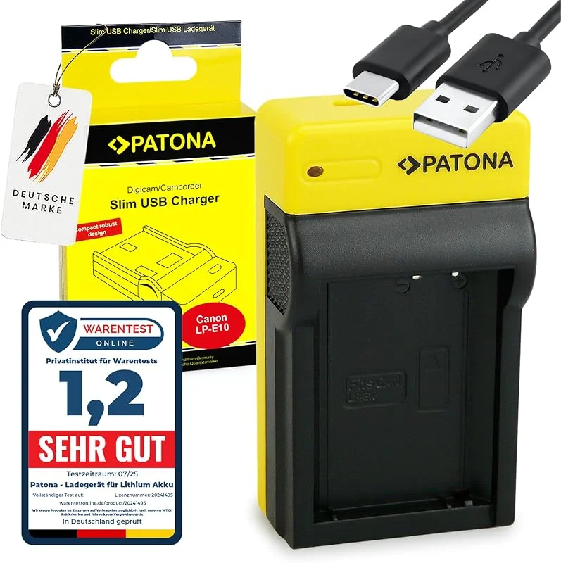 PATONA Slim Batteriladdare för LP-E10 LPE10 LP E10 kompatibel med Canon EO — Laddning och kablar