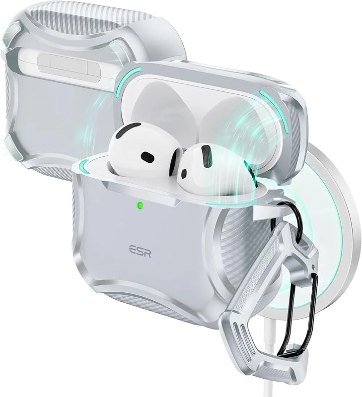 ESR fodral för AirPods 4, trådlös laddning, starkt fallskydd, grå — Mobil och surfplatta