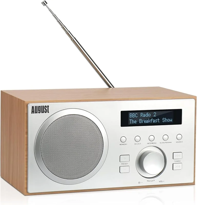 August MB420 DAB+, FM Digitalradio med Bluetooth, Dubbel Alarm, Ek — Portabel digital och ljud