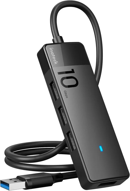 Inateck USB Hub 3.2 Gen 2, USB-distributör med 4-portar USB-A-portar, 50 cm kabel, kompatibel med Windows 7, 8, 10, 11, Mac OS, Linux — Laddning och kablar
