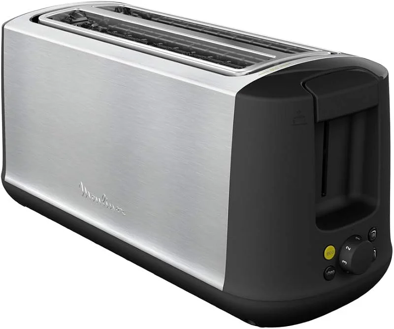 Moulinex Subito 4 brödrost, 2 långa slitsar, 1 700 W, eko-läge, termostat 7 positioner, brödcentrering LS342D10, rostfritt stål — Kök & Hushåll
