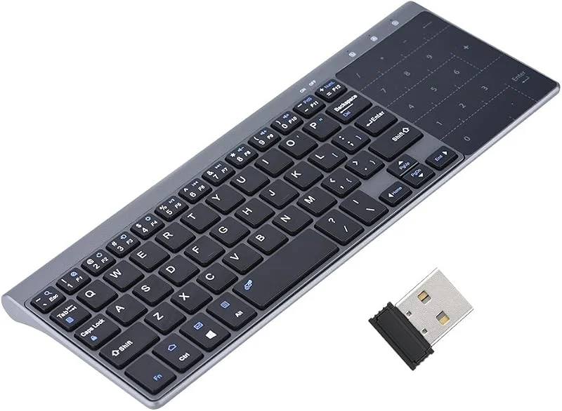 Richer-R Slim 2, 4 GHz Trådlös Media tangentbord med Touchpad, 1200 DPI Trådlös Multimedia Touch tangentbord för PC, Notebook, TV Box Svart — Datortillbehör