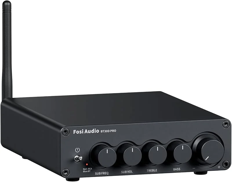 Fosi Audio BT30D Pro TPA3255 Hi-Fi Bluetooth 5.0 Stereo Audio Receiver Förstärkare 2.1 Channel Mini Class D Integrated Amp 165 Watt x2+350 Watt för Home Outdoor Desktop Bokhylla Högtalare, Subwoofers — Hörlurar och ljud
