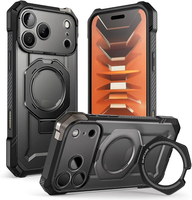 SUPCASE fodral för iPhone 18 Pro, iPhone 17 Pro med stativ, Svart — Mobil och surfplatta
