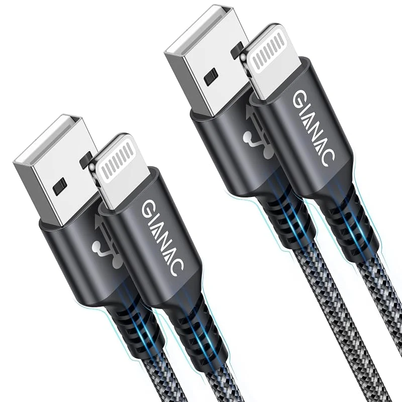 GIANAC iPhone laddningskabel 2M 2-pack laddningskabel iPhone USB Lightning kabel snabbkabel för iPhone 14, 13, 12, 11, XS, XS Max, XR, X, 8, 8Plus, 7, 7Plus, 6s, 6s Plus, 6, 6 Plus, iPad — Mobil och surfplatta