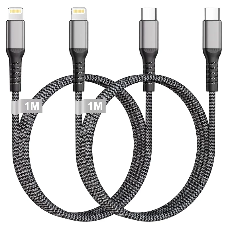 USB C till Lightning-kabel 2-pack 1M [Apple MFi-certifierad], iPhone snabbladdningskabel för iPhone 14, 13, 12, 11, X, iPad, iPod, AirPods — Mobil och surfplatta